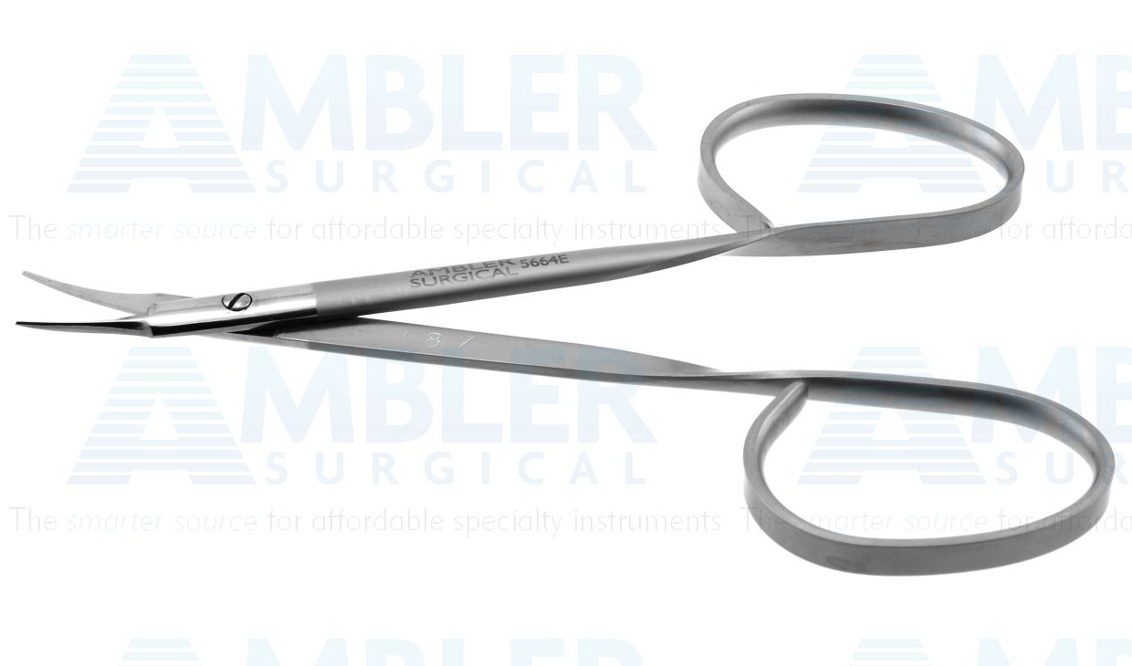Stitch removal scissors, 3 7/8'', delicate, curved blades, sharp tips, ribbon handle