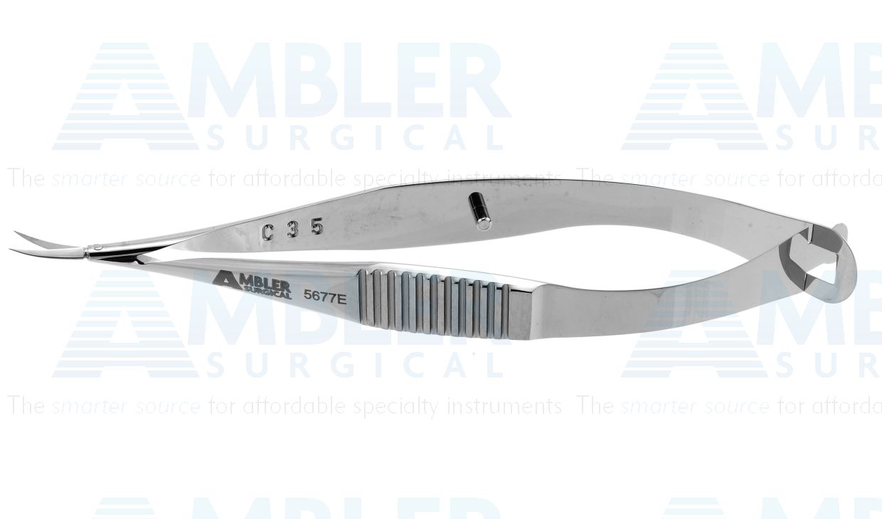 Vannas capsulotomy scissors, 3 3/8'',curved 6.0mm blades, sharp tips, flat handle