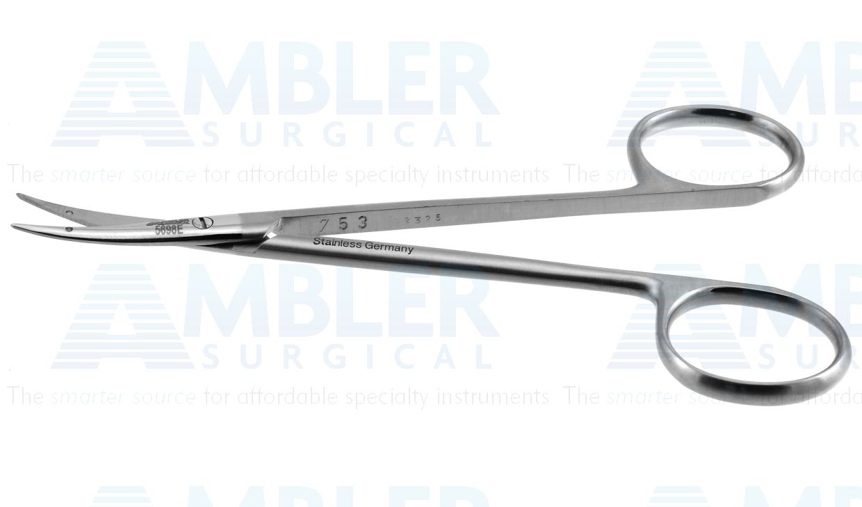 Littler suture/dissecting scissors, 4 3/4'',slightly curved 27.0mm blades with suture holes, blunt tips, ring handle