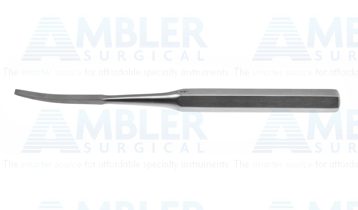 Hibbs osteotome, 9 1/4'',curved, 6.0mm wide, hexagonal handle