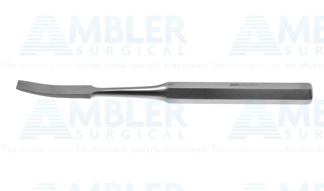 Hibbs osteotome, 9 1/4'',curved, 13.0mm wide, hexagonal handle