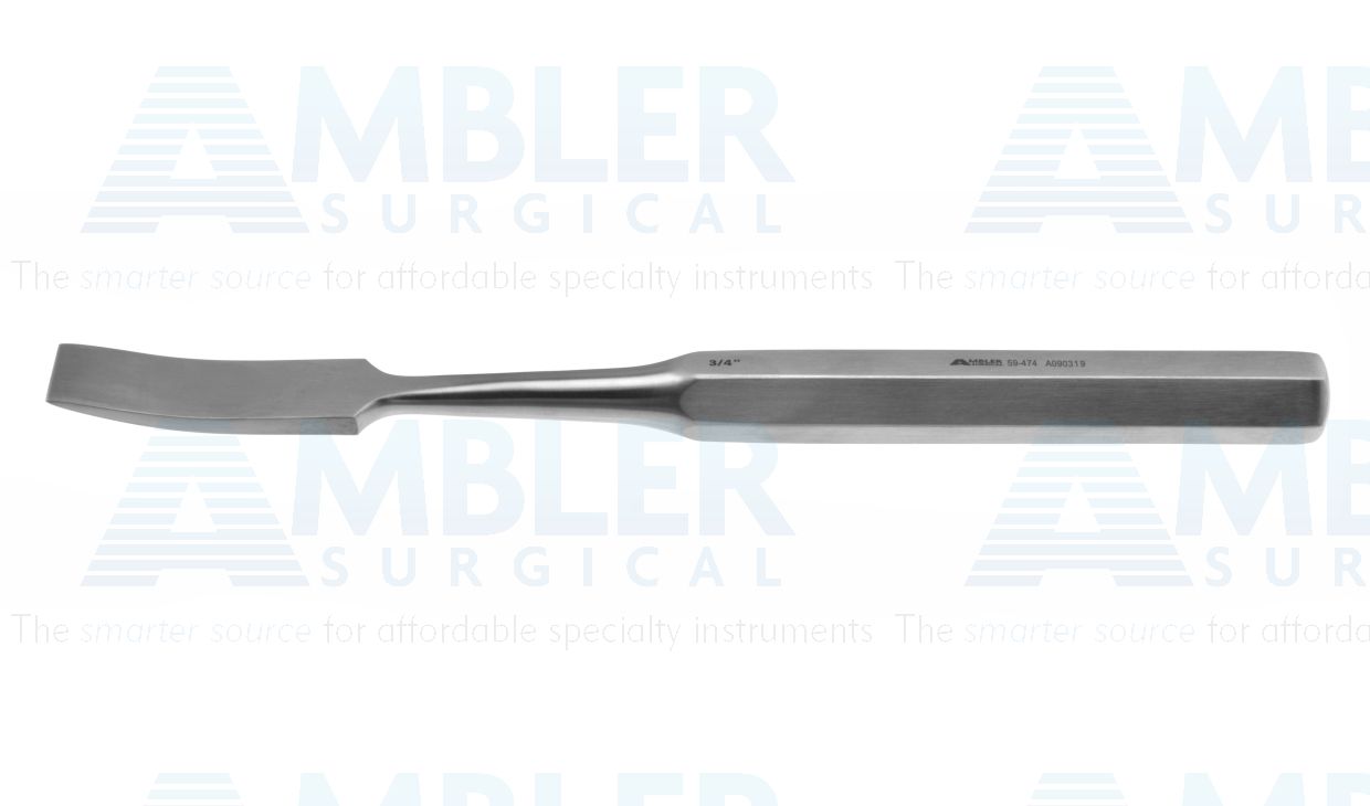 Hibbs osteotome, 9 1/4'',curved, 19.0mm wide, hexagonal handle