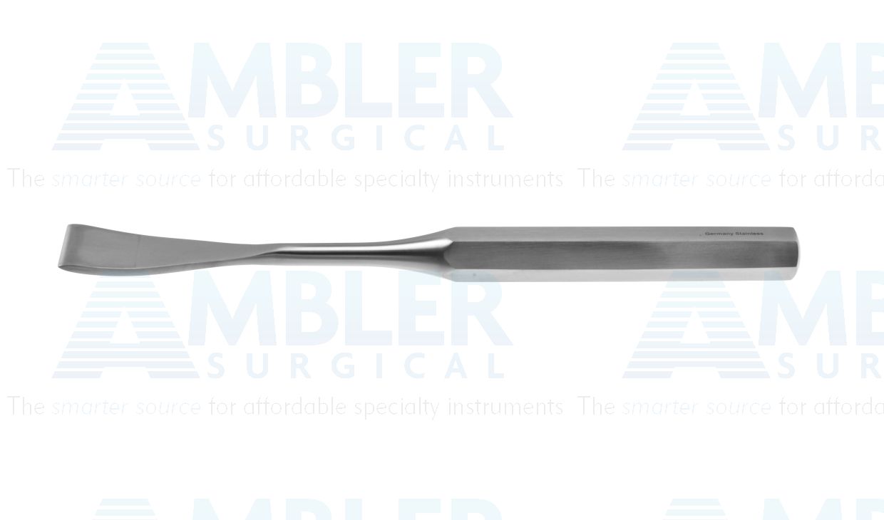 Hibbs osteotome, 9 1/2'',curved, 25.0mm wide, hollow hexagonal handle