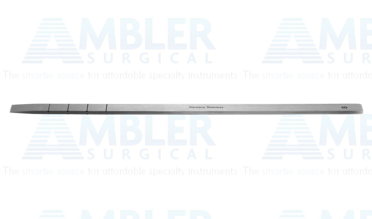 Lambotte osteotome, 7'',straight, 8.0mm wide, with depth markings, flat handle