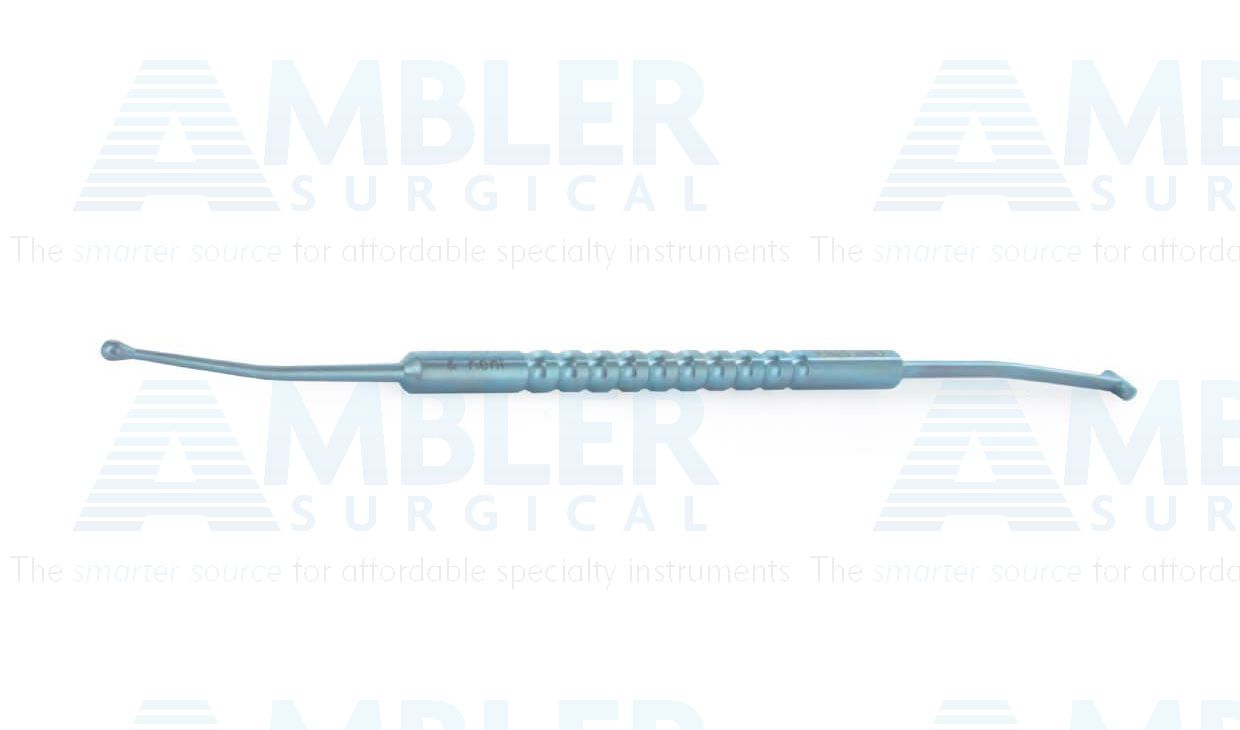 D&K Schocket scleral depressor, 5 1/4'',double-ended, 2.5mm round and 4.5mm cylinder tips, round handle, titanium