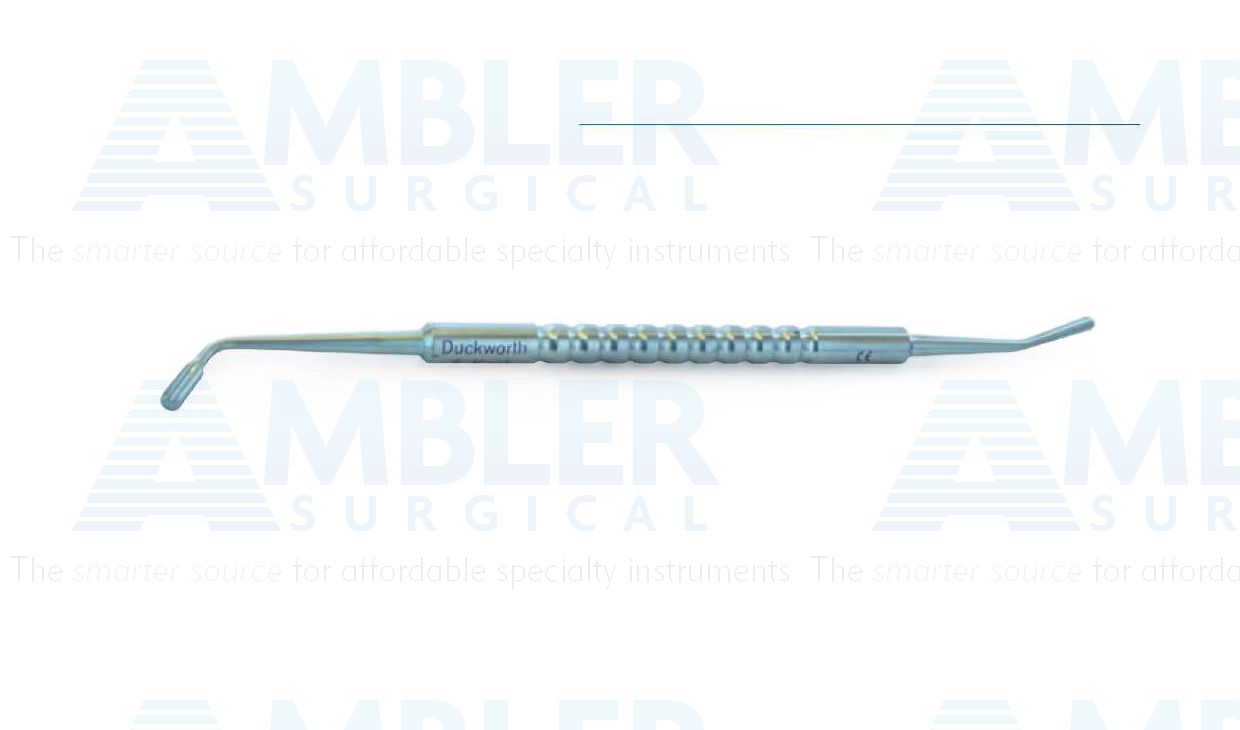 D&K Koura scleral depressor, 4 7/8'',double-ended, 2.5mm round and 2.0mm cylinder tips, slits down side of 2.5mm tip, round handle, titanium