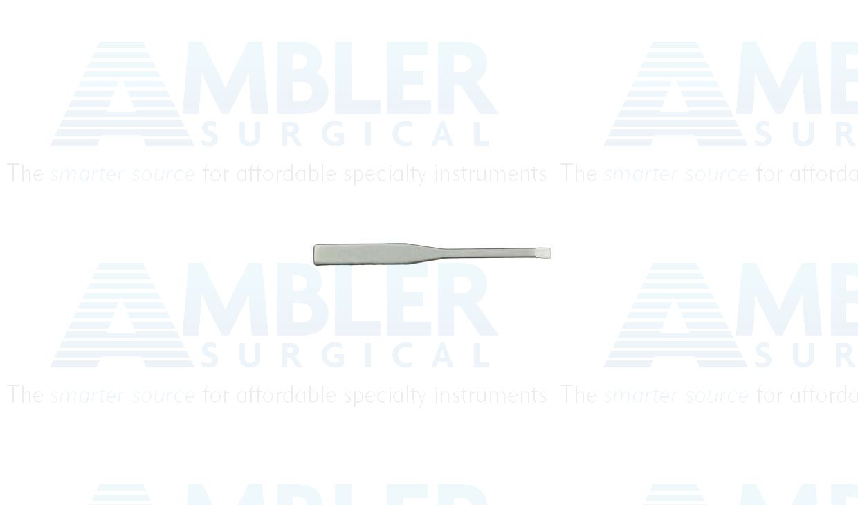 Miniature chisel blade, small, 1.5mm wide, flat stock, packaged individually, sterile, disposable, box of 12