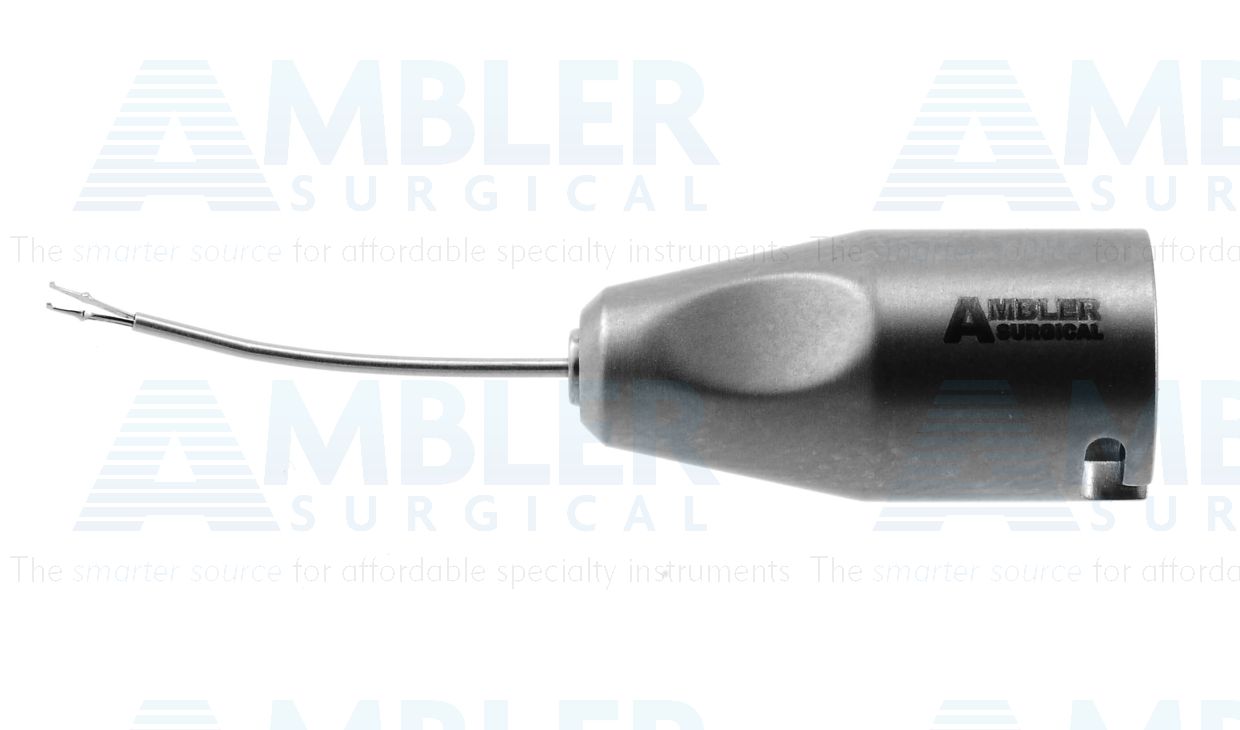 Ambler MICS Hoffman Descemet's stripping forceps, 1 3/8'', 23 gauge, curved shaft, 16.0mm from hub to tips, sharp grasping tips, for use with Ambler #6100T