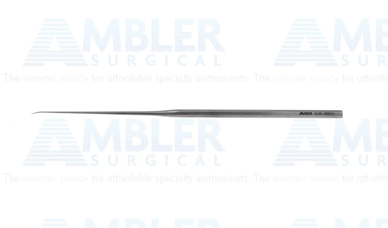 Hough stapedectomy foot plate pick, 5 7/8'',straight shaft, slightly curved, fine tip, hexagonal handle