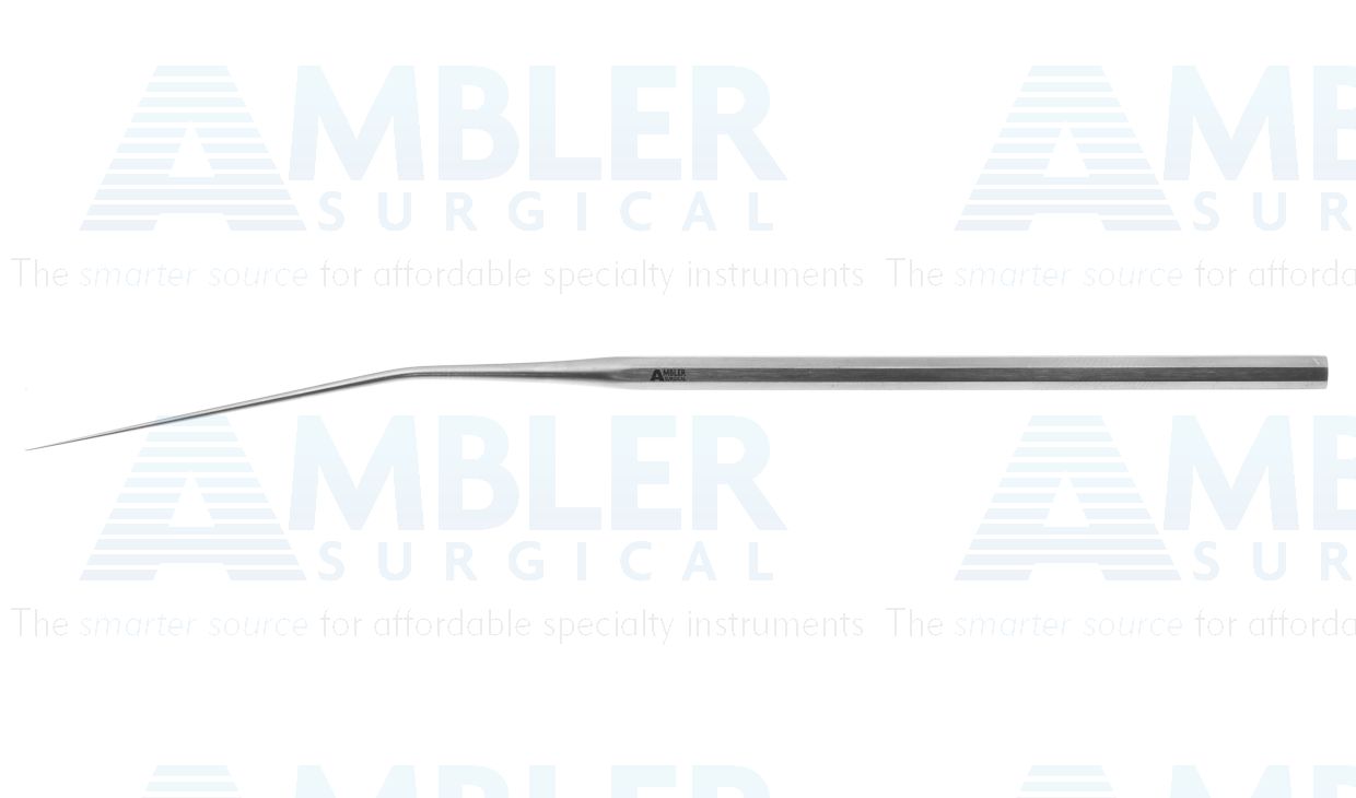 Hough stapedectomy foot plate pick, 5 7/8'',angled shaft, angled 90º, 0.33mm long tip, hexagonal handle