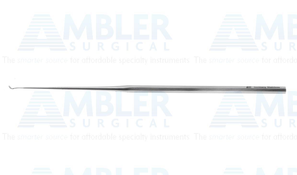 Paparella pick, 6 1/2'',straight shaft, bent left, 1.0mm wide x 4.0mm long blade, hexagonal handle