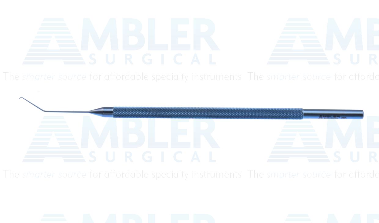 Koch stop & chop slim-line manipulator, 4 3/8'',angled shaft, 10.0mm from bend to tip, 90º angled 1.5mm tip, round handle, titanium