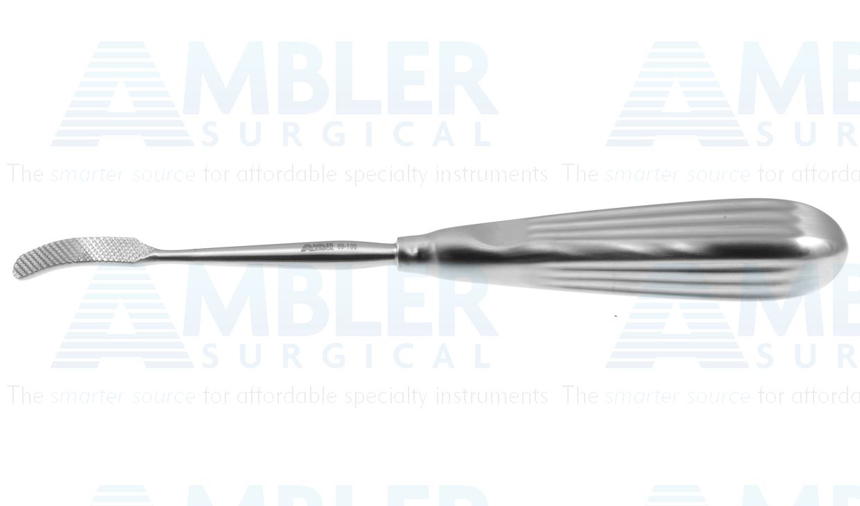 Aufricht Glabella rasp, 8'',curved backward, forward and backward cutting, 10.0mm wide, round handle
