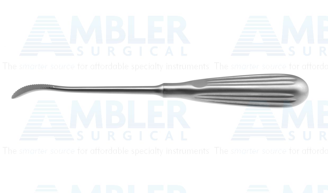 Aufricht nasal rasp, 8 3/4'',curved backward, forward cutting, 9.0mm wide, round handle
