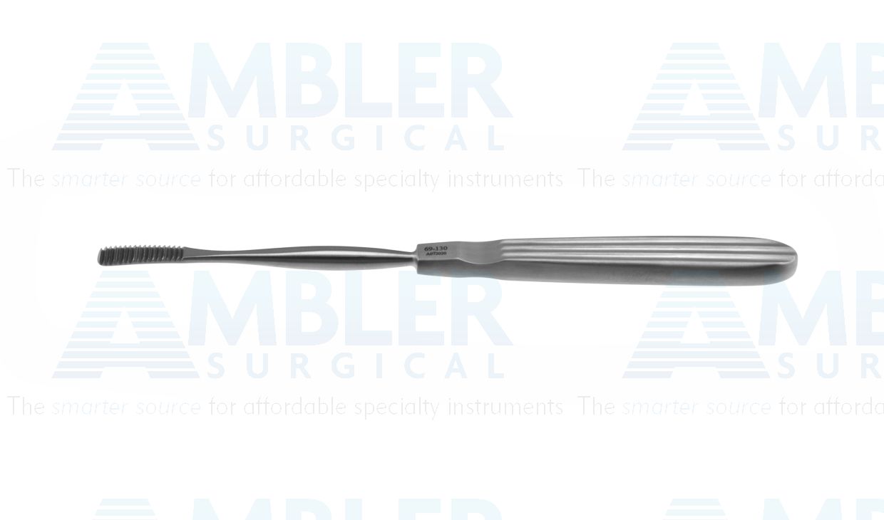 Barsky-Glabellar nasal rasp, 7'',curved, backward cutting, 6.5mm wide, flat handle