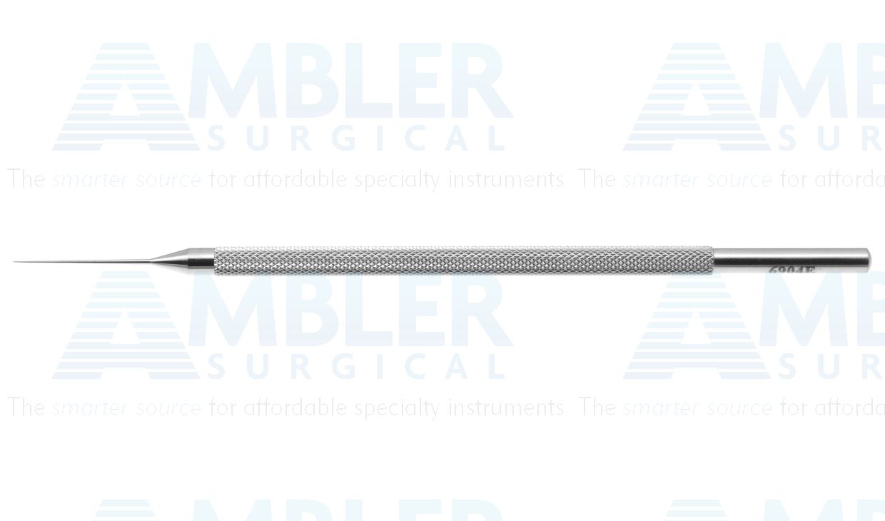 Maloney LASIK enhancement hook, 4 1/2'',straight shaft, semi-sharp 0.5mm length tip, round handle