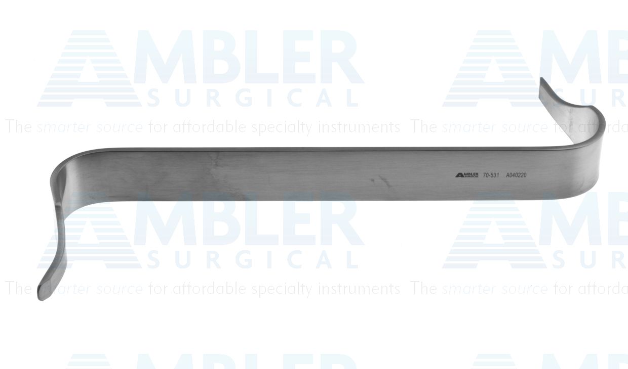 Bodnar knee retractor, 8'',acute angled blade, flat handle