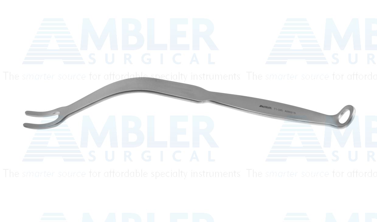 Cruciate ligament retractor, 9 1/4'',narrow, 2 blunt blades, flat handle