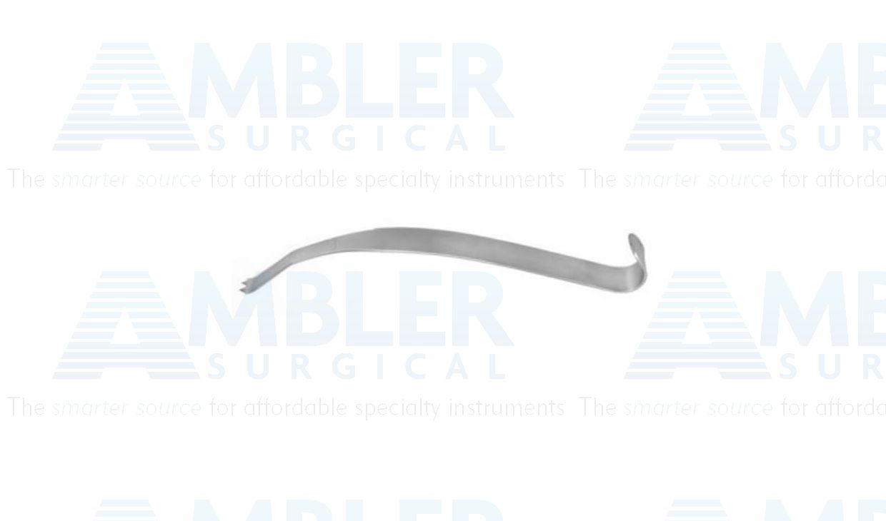 Kolbel glenoid retractor/level, 11 3/4'',strongly curved, 2 prongs, 15.0mm wide blade, flat handle