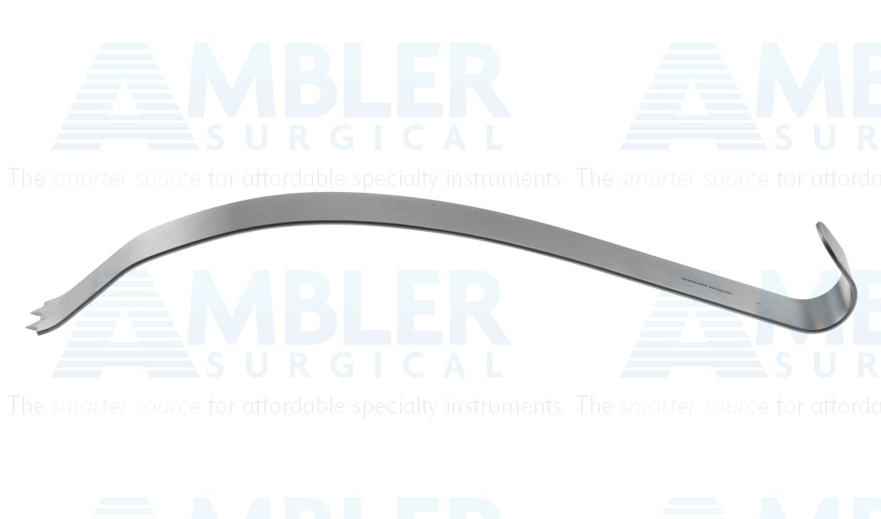 Kolbel glenoid retractor/level, 11 3/4'',strongly curved, 2 prongs, 20.0mm wide blade, flat handle