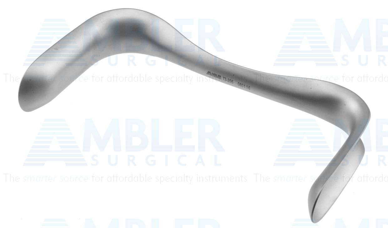 Sims vaginal retractor, 7 7/8'',double-ended, 3 1/4''deep x 1 1/4''wide and 4''deep x 1 1/2''wide blades, concave handle