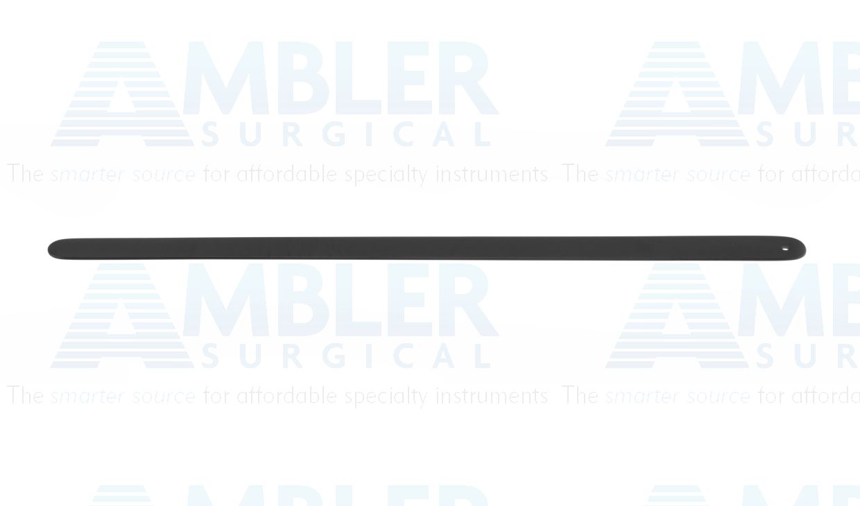 Tessier ribbon retractor, 8 3/4'',malleable, narrow blade, flat handle, ebonized finish for reduced glare
