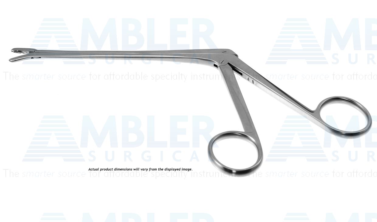 Cushing IVD rongeur, 9 1/2'',working length 180mm, delicate, curved down, 2.0mm x 10.0mm cup jaws, ring handle