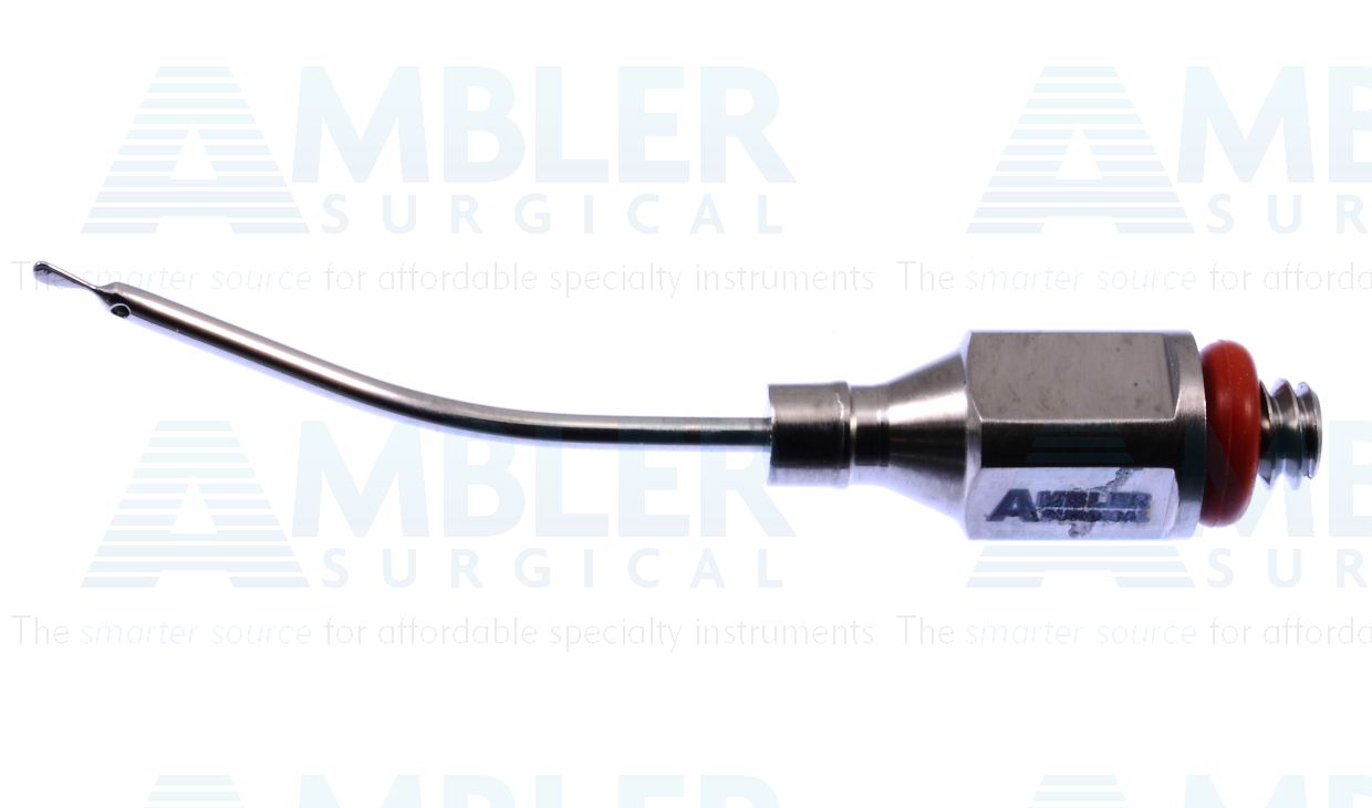 Bimanual irrigation tip, 19 gauge, Drysdale nucleus manipulator paddle shaped tip, dual side ports, for use with Ambler # 7600E