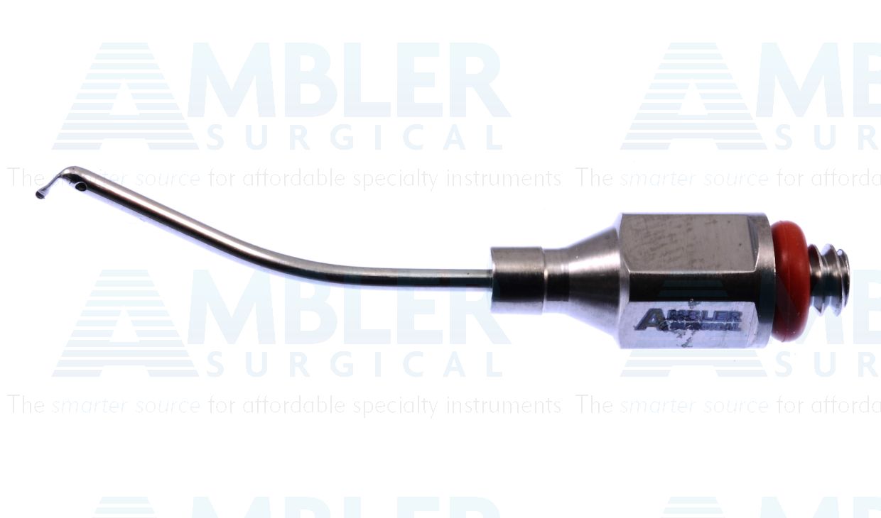 Bimanual irrigation tip, 19 gauge, Sweeney manipulator cracker tip, dual side ports, for use with Ambler # 7600E