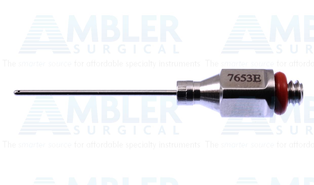 Bimanual aspiration tip, 21 gauge, straight shaft, 0.3mm single aspiration port, for use with Ambler # 7650E
