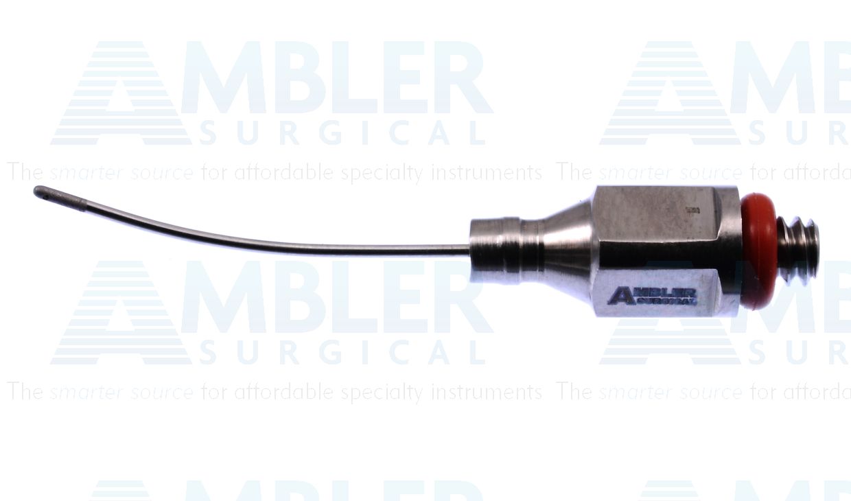 Bimanual aspiration tip, 23 gauge, curved shaft, 0.3mm dual aspiration ports, sandblasted, for use with Ambler # 7650E