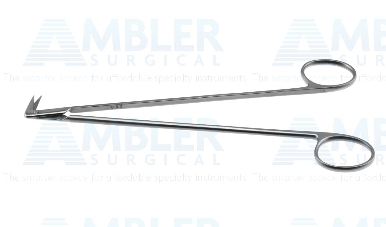 Ambler vascular/artery scissors, 7'',delicate, angled 105º blades, sharp tips, ring handle