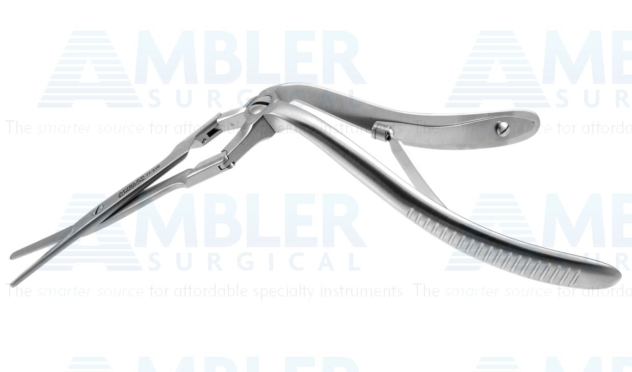 Becker nasal septum scissors, 6 1/4'',double-action, angled shanks, straight 38.0mm blades, serrated lower blade, blunt tips, squeeze | Ambler