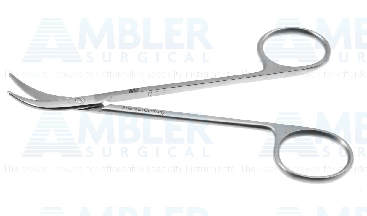Cinelli lower lateral scissors, 4 1/4'',strongly curved blades, blunt tips, ring handle