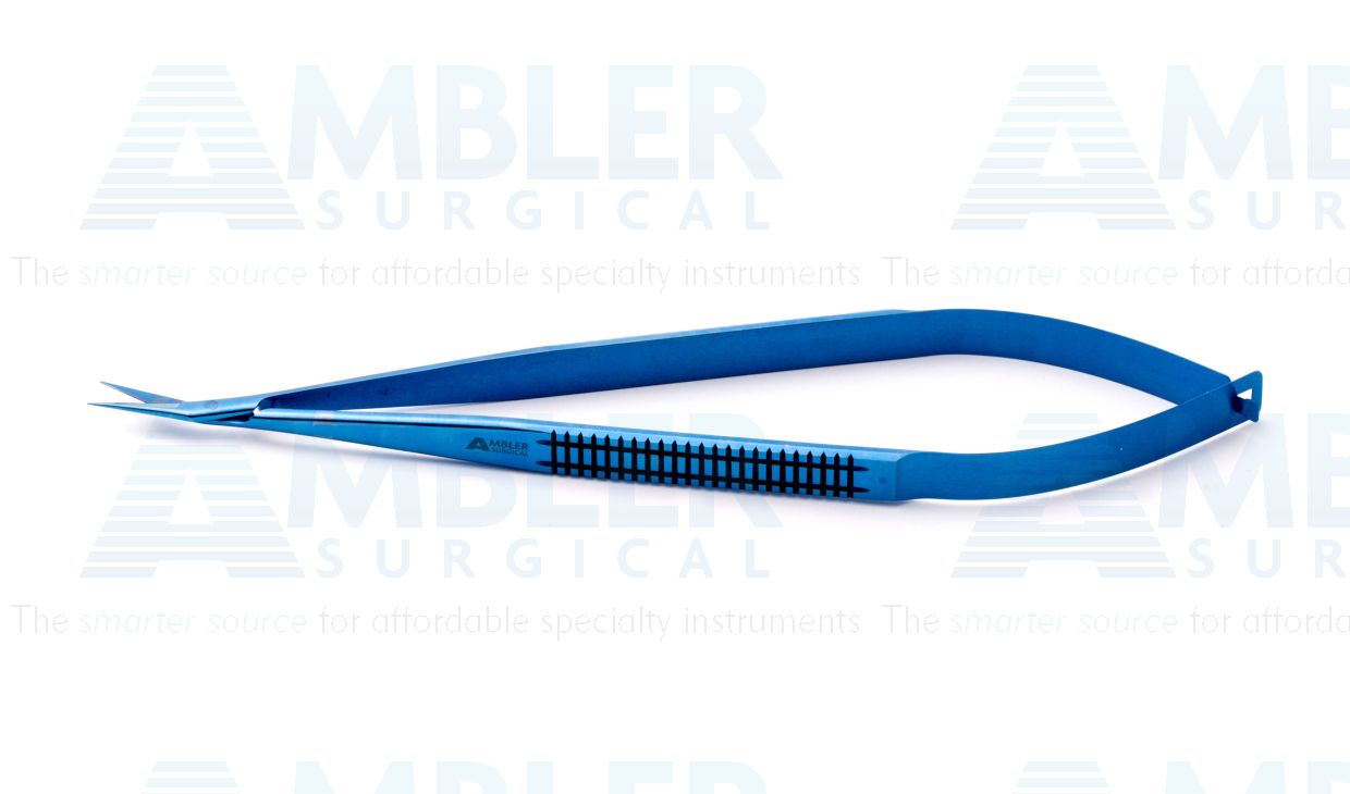 Coronary artery scissors, 6 3/4'',angled 25º, 12.0mm blades, sharp tips, flat handle, titanium