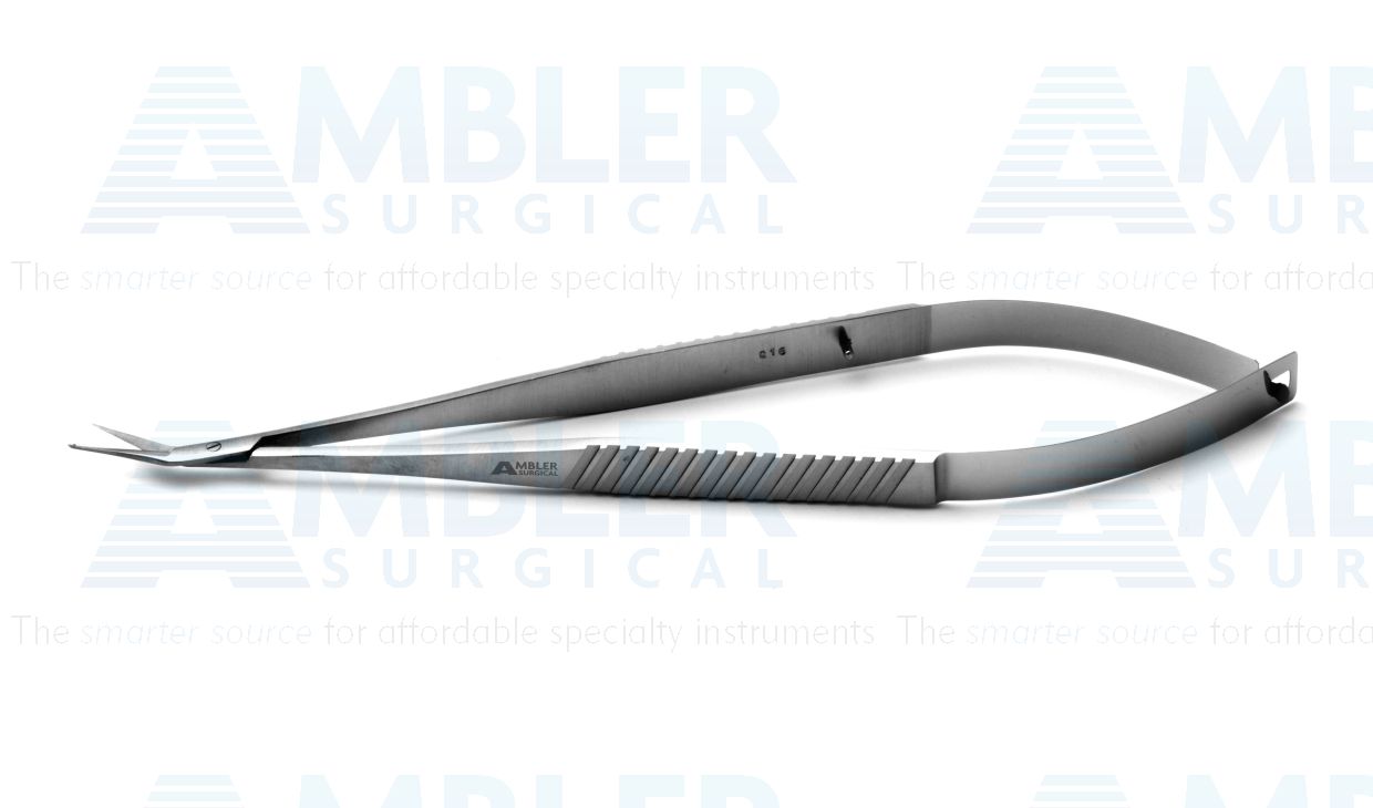 Coronary artery scissors, 6 3/4'',angled 25º, 12.0mm blades, sharp tips, with ball tip on lower blade, flat handle