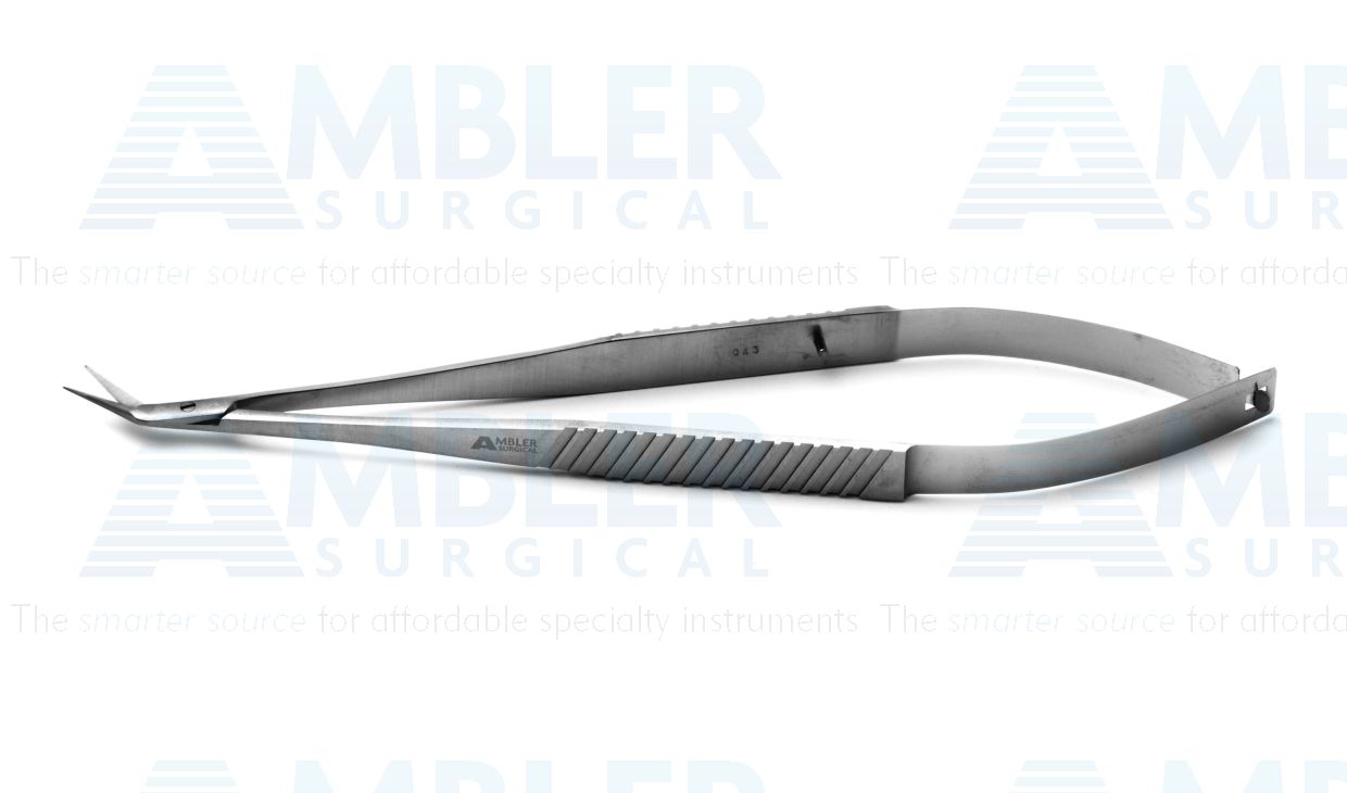 Coronary artery scissors, 6 3/4'',angled 45º, 12.0mm blades, sharp tips, with ball tip on lower blade, flat handle