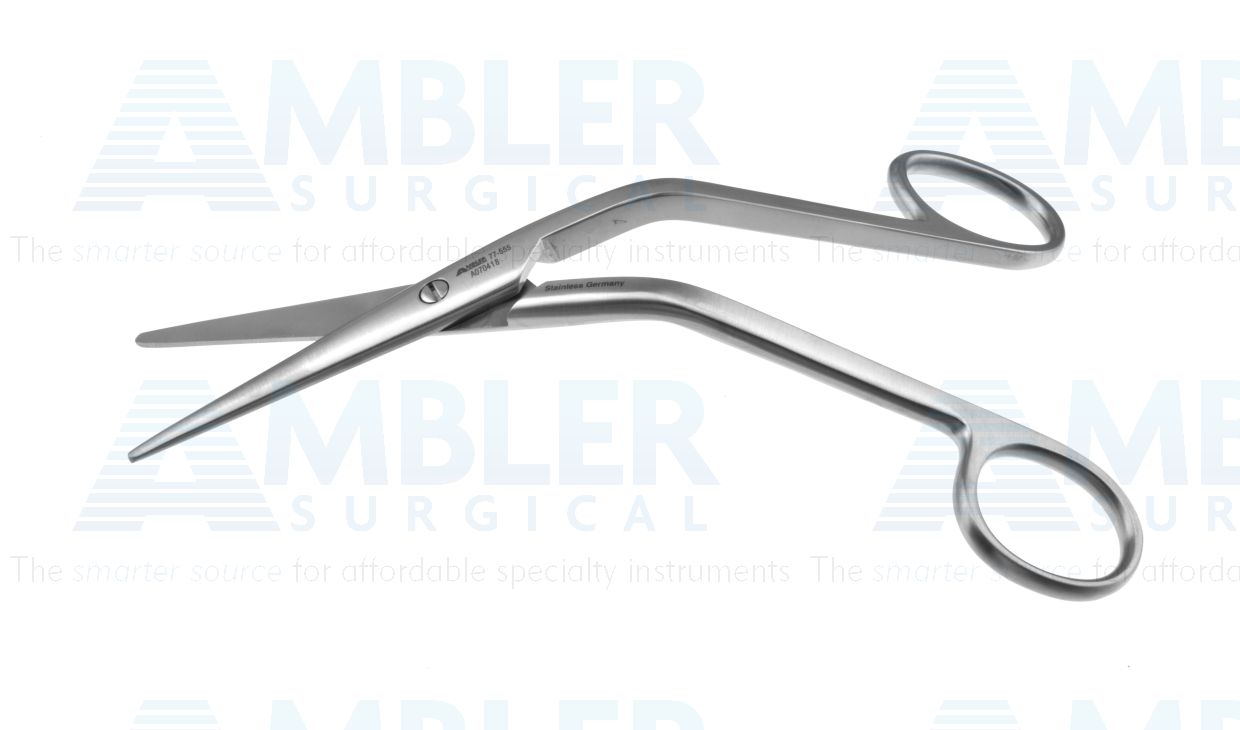 Cottle dorsal scissors, 6'',heavy, angled shanks, straight blades, blunt tips, ring handle