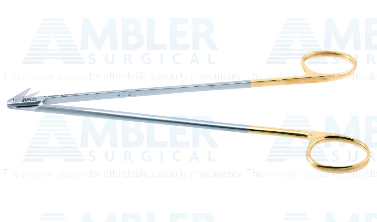 Diethrich coronary artery scissors, 7'',angled 120º TC blades, sharp tips, gold ring handle