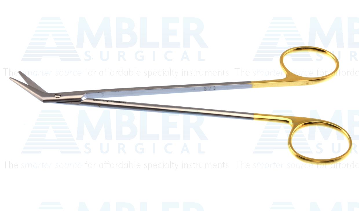 DeBakey vascular scissors, 6 3/4'',angled 45º TC blades, blunt tips, gold ring handle