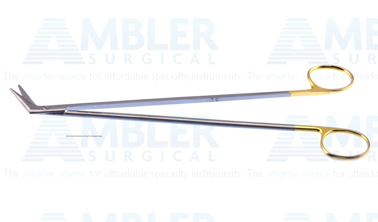 DeBakey vascular scissors, 6 3/4'',angled 60º TC blades, blunt tips, gold ring handle