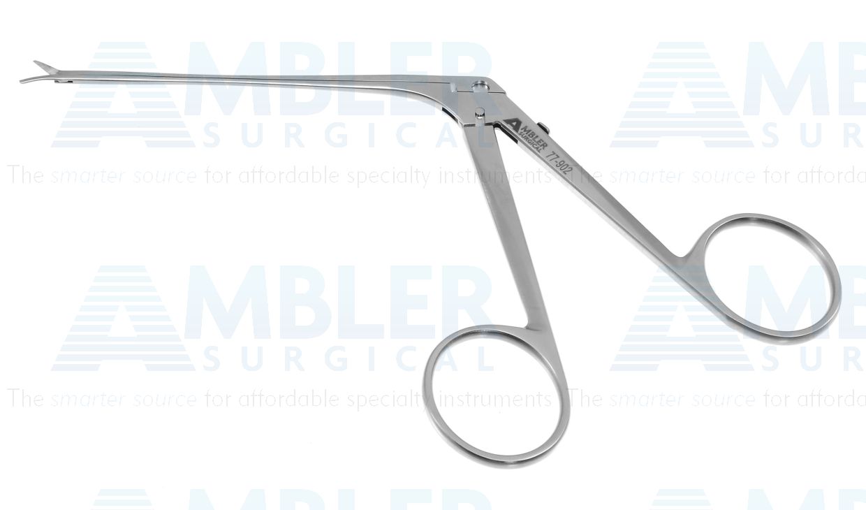 House-Bellucci alligator scissors, 5 1/4'',working length 74.0mm, delicate, curved right, 5.0mm blades, ring handle