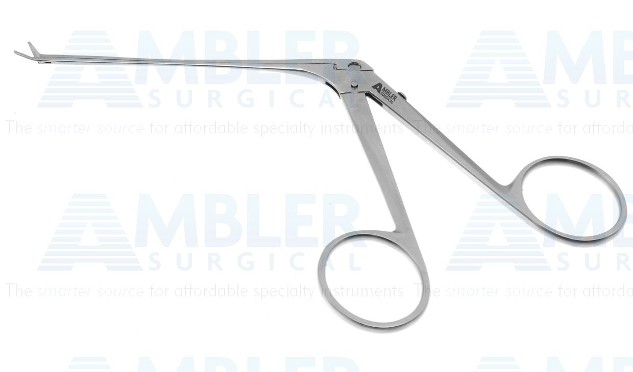 House-Bellucci alligator scissors, 5 1/4'',working length 74.0mm, delicate, angled up 30º, 5.0mm blades, ring handle