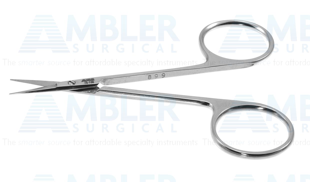 Iris scissors, 3 1/2'',straight blades, sharp tips, ring handle
