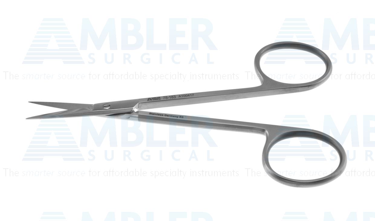 Iris scissors, 4 1/2'',straight Superior-Cut blades, micro serrated lower blade, sharp tips, frosted ring handle