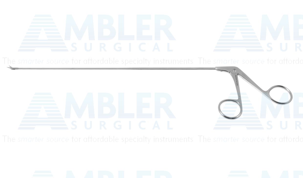 Kleinsasser micro laryngeal scissors, original model, working length 230mm, angled 15º blades, sharp tips, ring handle