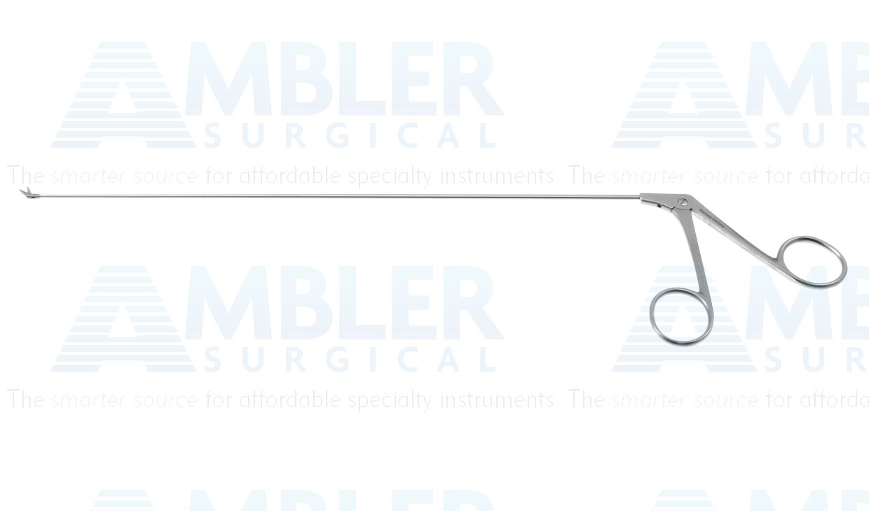Kleinsasser miniature laryngeal scissors, original model, working length 230mm, very delicate, angled 45º blades, sharp tips, ring handle