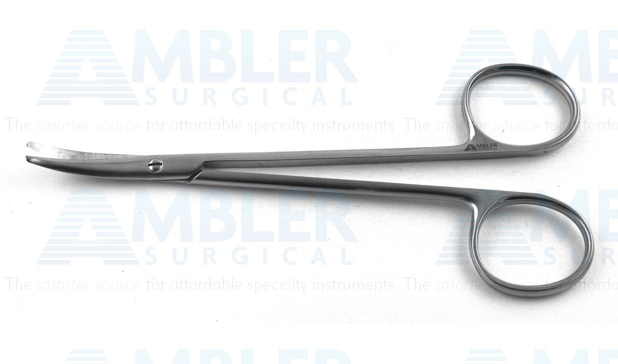 Knapp strabismus scissors, 4 1/2'',strongly curved 25.0mm blades, blunt tips, ring handle