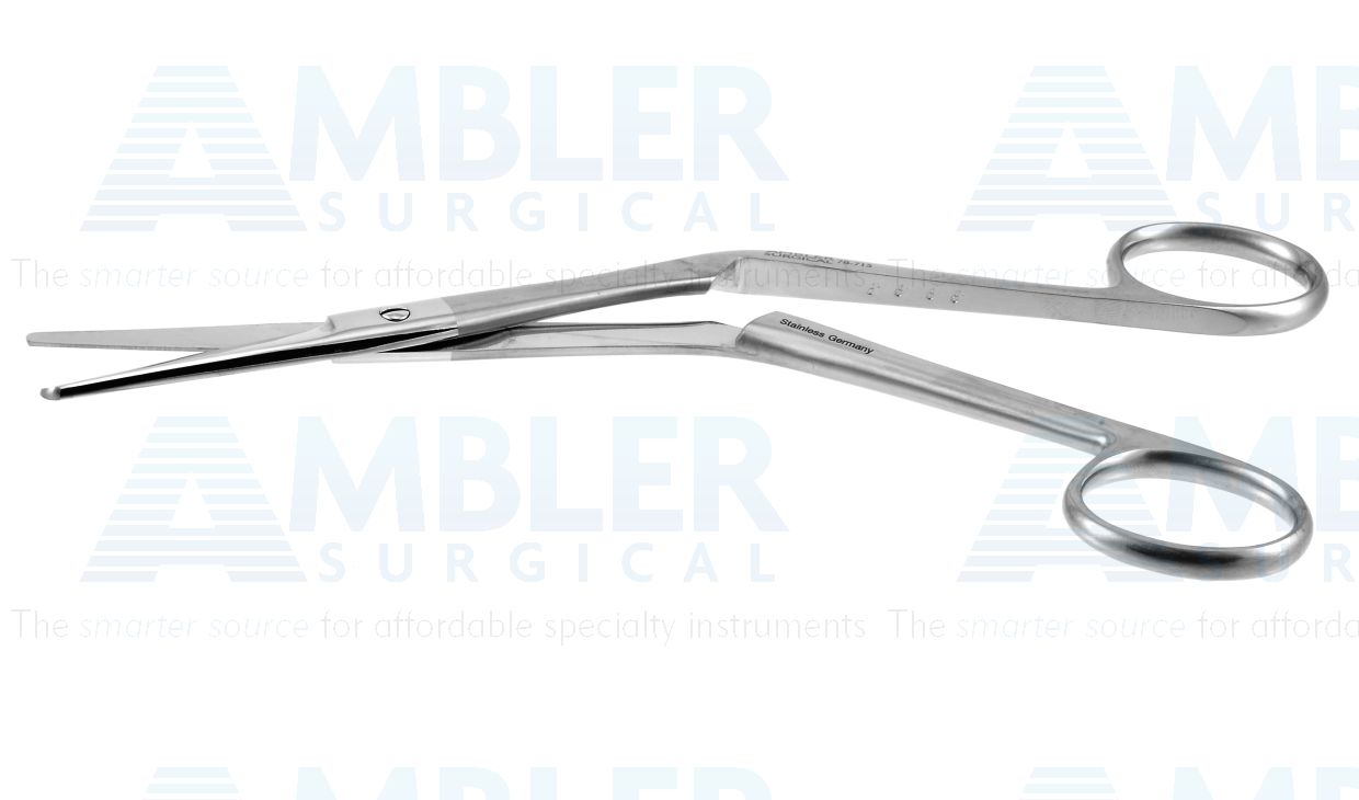 Lakeside nasal scissors, 7 1/4'',heavy, angled shanks, straight blades, blunt tips, ring handle