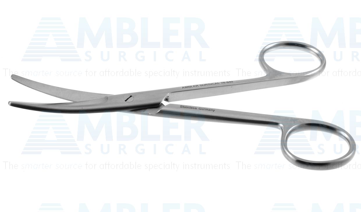 Mayo dissecting scissors, 5 1/2'',curved beveled blades, blunt tips, ring handle